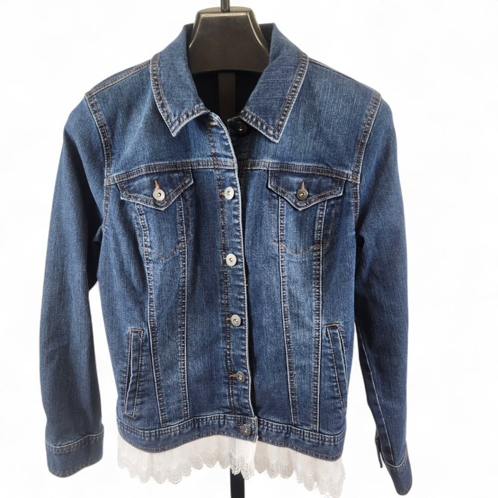 Style & Co. Women's Denim Jean Jacket with added Lace Trim